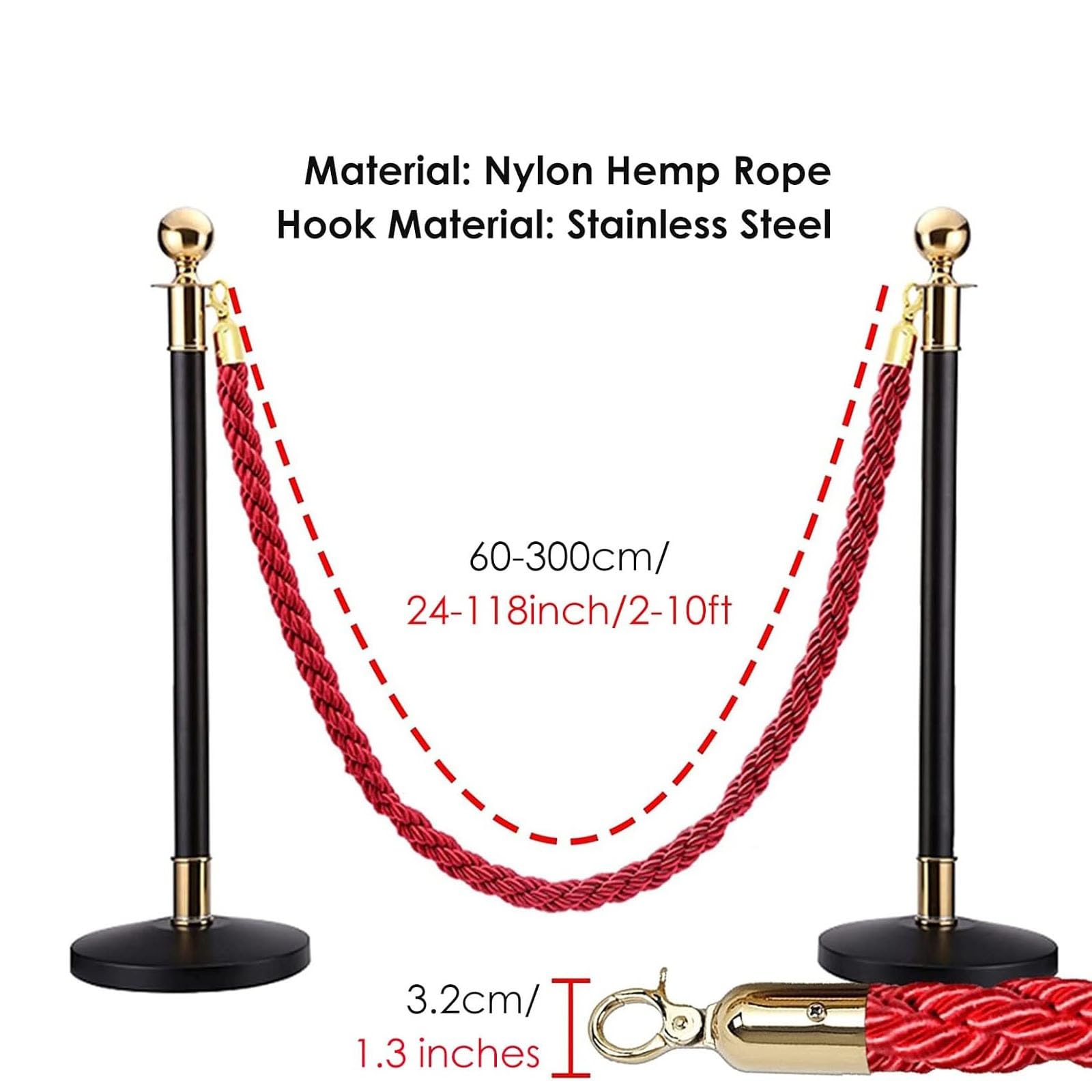 Lina pleciona z konopi VIP Stanchion(Black,1.2m/4ft/47inch)