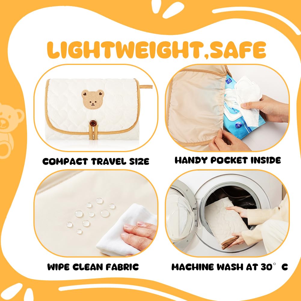 Fasciatoio Portatile Neonato, 87 x 57 CM Pieghevole e Impermeabile Fasciatoio, Cambio Pannolino per Neonato, Esterno, Casa, Viaggio, Regalo Nascita Perfetto per Bimbo e Bimba