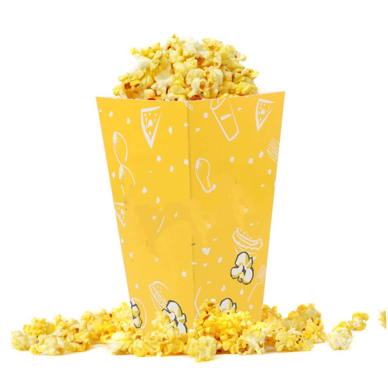 50 Stück Gelbe Popcornboxen aus Papier für Partys und Anlässe