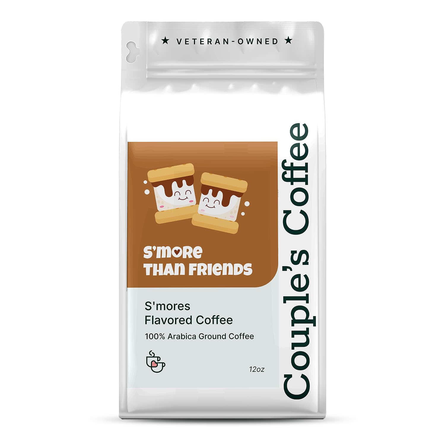 Couple’s Coffee Flavored Ground Coffee | Medium Roast Campfire S’mores Fall Coffee | Gives Back to Military Families | S’more Than Friends | Made with 100% Arabica Beans | 12oz
