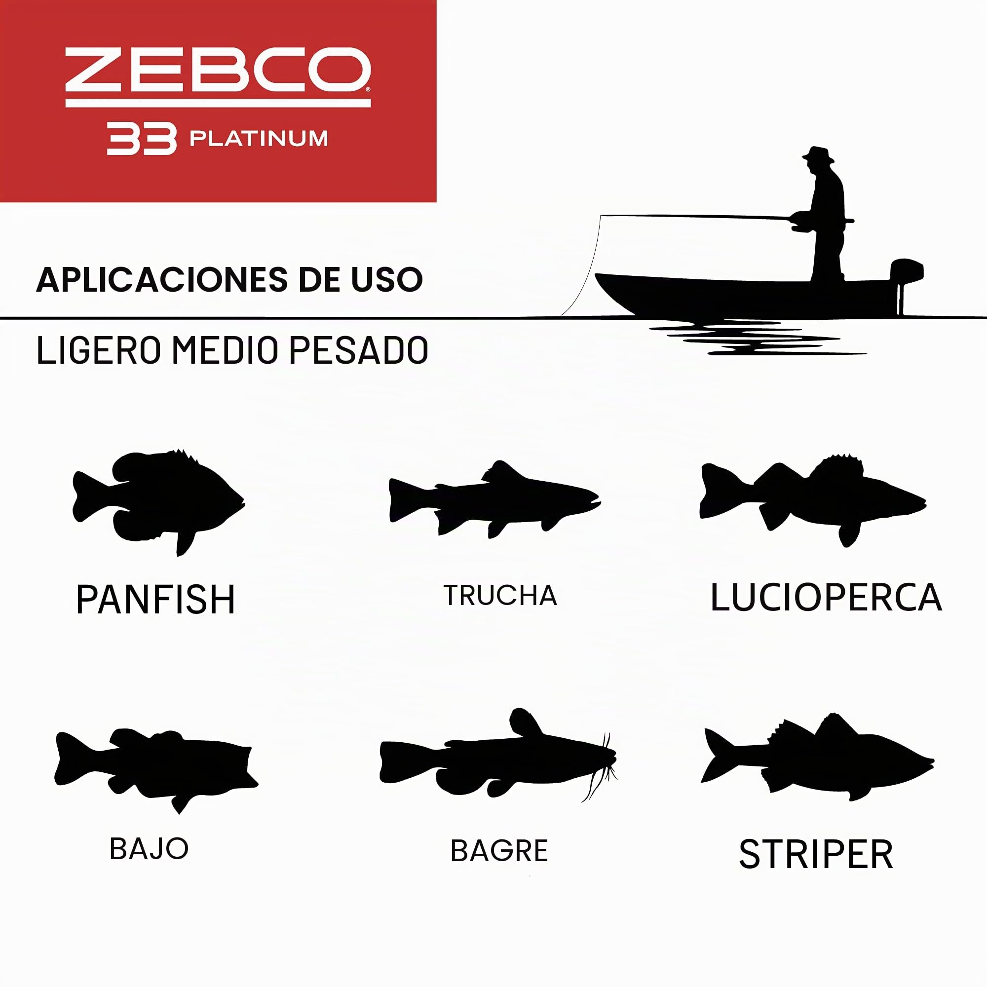 Zebco 33 Platinum Spincast - Carrete de Pesca, tamaño 30, recuperación de Mano Derecha o Izquierda, relación de Engranaje 4.7:1, preenrollado con línea Zebco Cajun de 10 Libras, Plateado