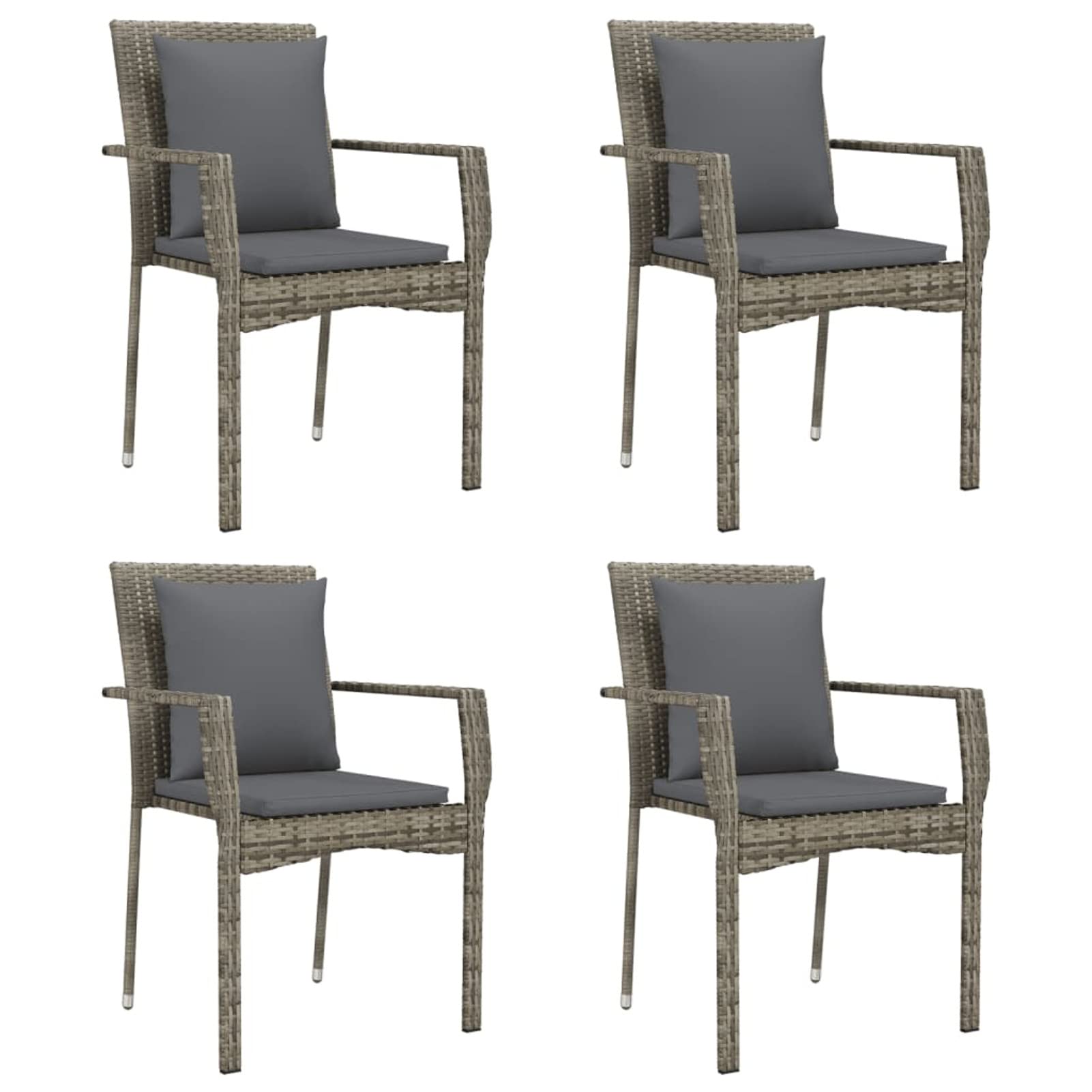 3185115 Set da Pranzo Giardino 5pz Nero e Grigio con Cuscini Polyrattan Testata in Legno,Testata Letto Matrimoniale Muebles Dormitorio Spalliera Letto Testiere per Letto Matrimoniale