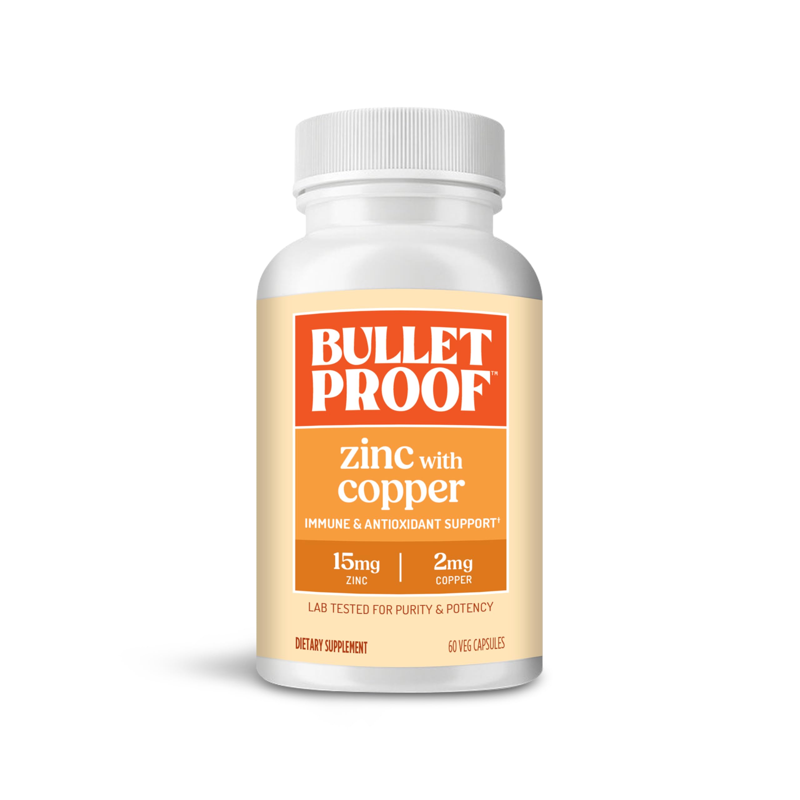 Bulletproof Zinc with Copper Capsules, 120 Count, Minerals and Antioxidant Supplement for Immunity and Mood