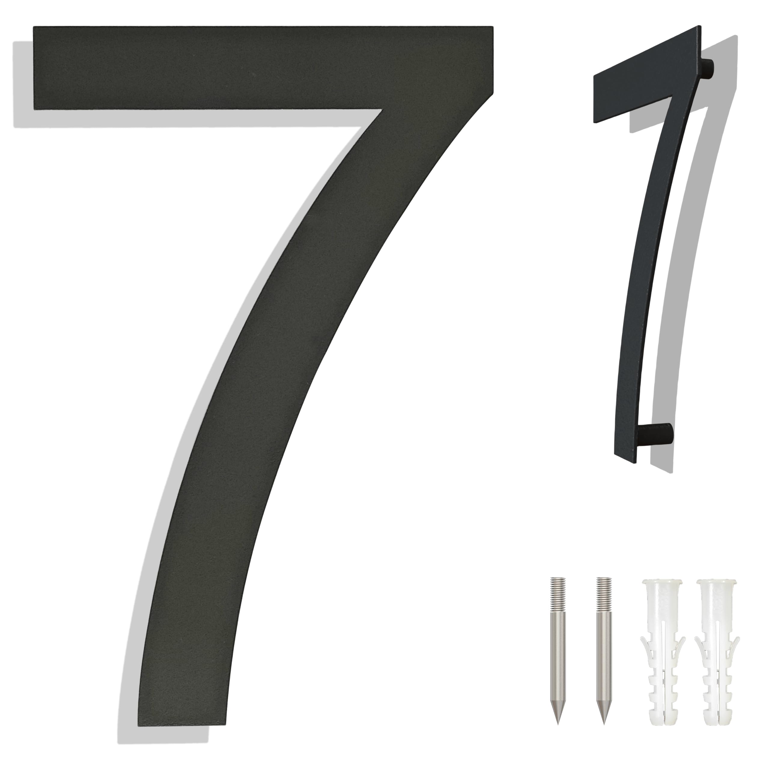 Ywonoby Large Brushed Stainless Steel House Numbers, Modern Floating Black Grey Door Numbers