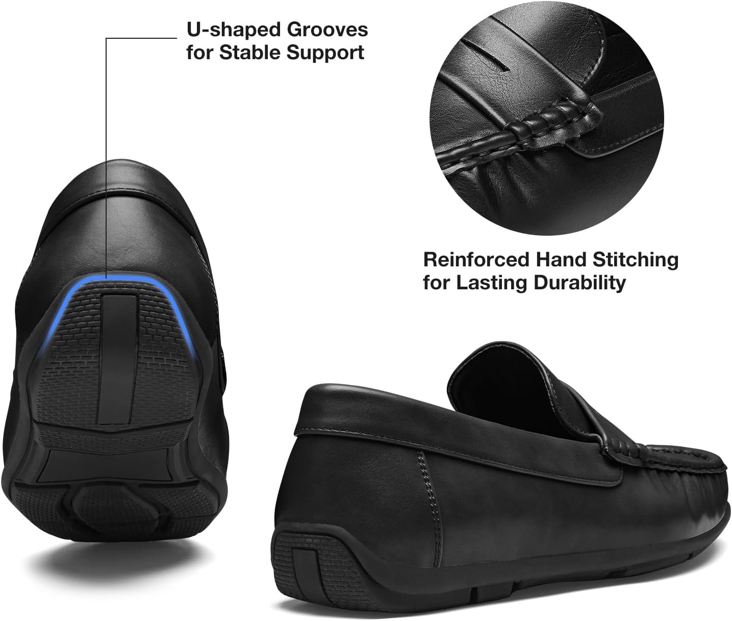 HEEZ Men's Loafers Slip On Dress Shoes Penny Loafers Leather Casual Driving Boat Shoes for Men - Image 5