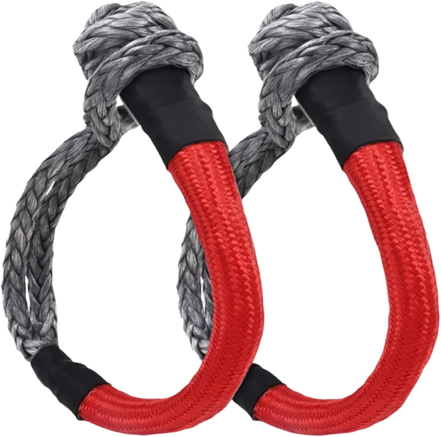 2 Pieces Soft Shackle Accessories High Strength Replace Part Multifunctional Red Winch Rope Recovery Strap for Vehicle