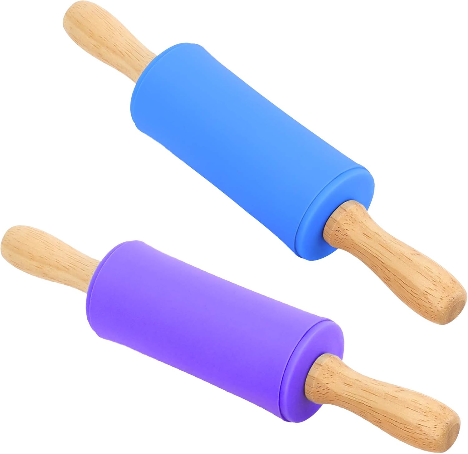 Koogel 9 Inch Mini Rolling Pin, 2 Pcs Kids Rolling Pin Small Rolling Pin Handle Rolling Pin for Home Kitchen Children Cake : Everything Else