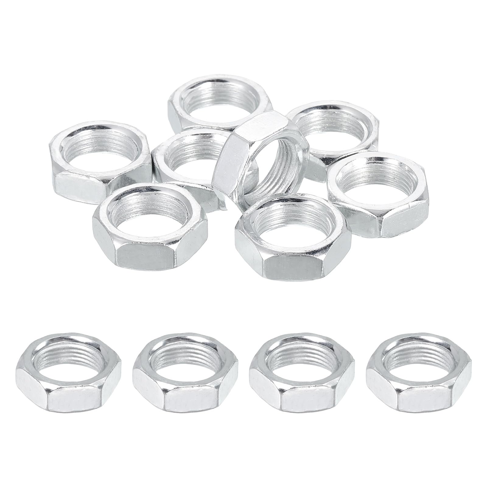 PATIKIL M14x1x7mm Steel Hex Nuts, 12Pcs Metric Fine Thread Carbon Steel Zinc Plated Finished Hardware Screw Nuts Fasteners for Machinery Manufacturing, Industrial Use, 19mm Width — image 1
