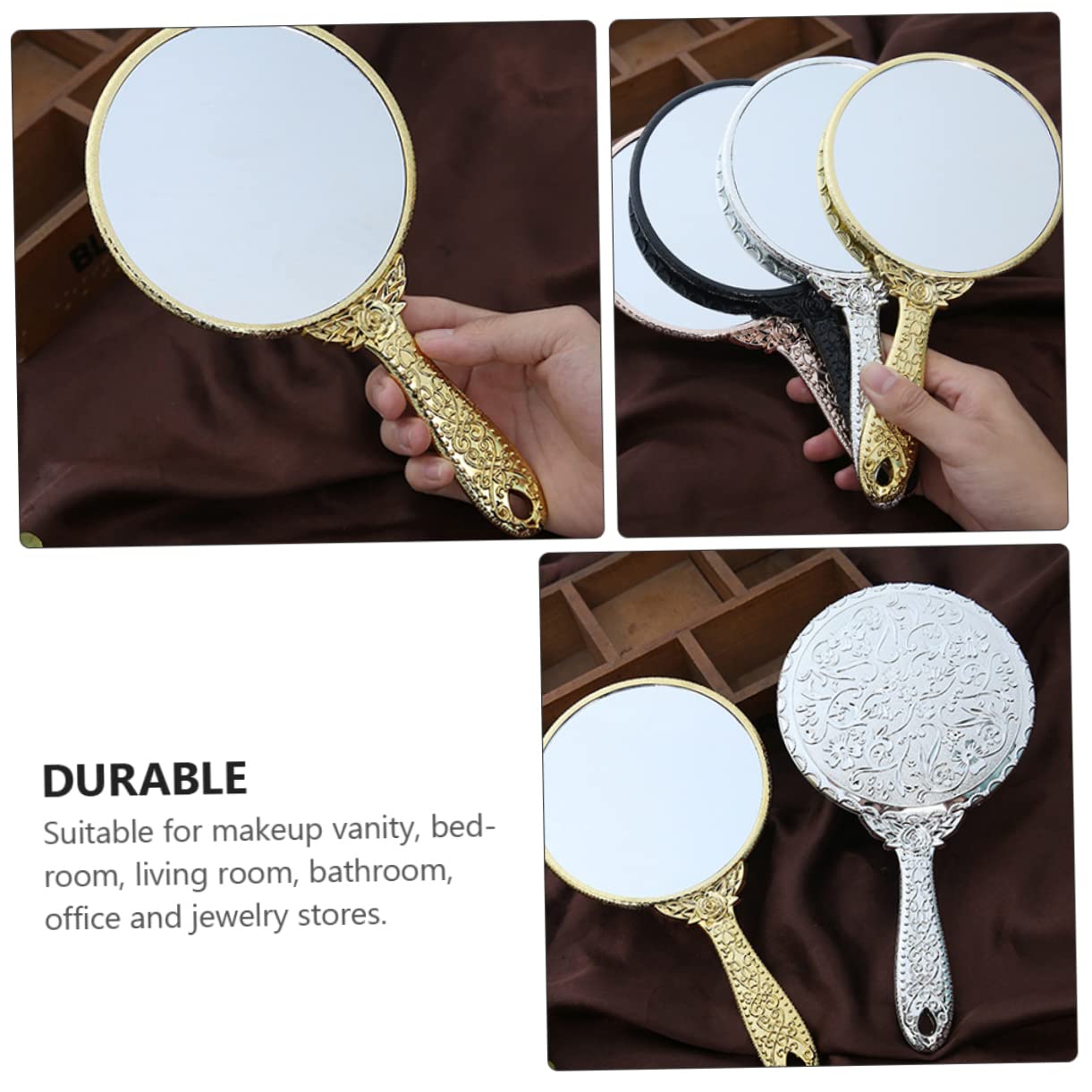 minkissy Espejo de tocador de 12 Piezas, Espejo de Aumento con luz, de Escritorio, Vintage, de Viaje, de Maquillaje, de, de peluquería, de Viaje