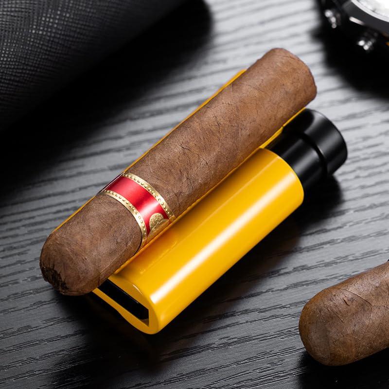 Encendedor para cigarros a prueba de viento con triple llama azul miniatura 4