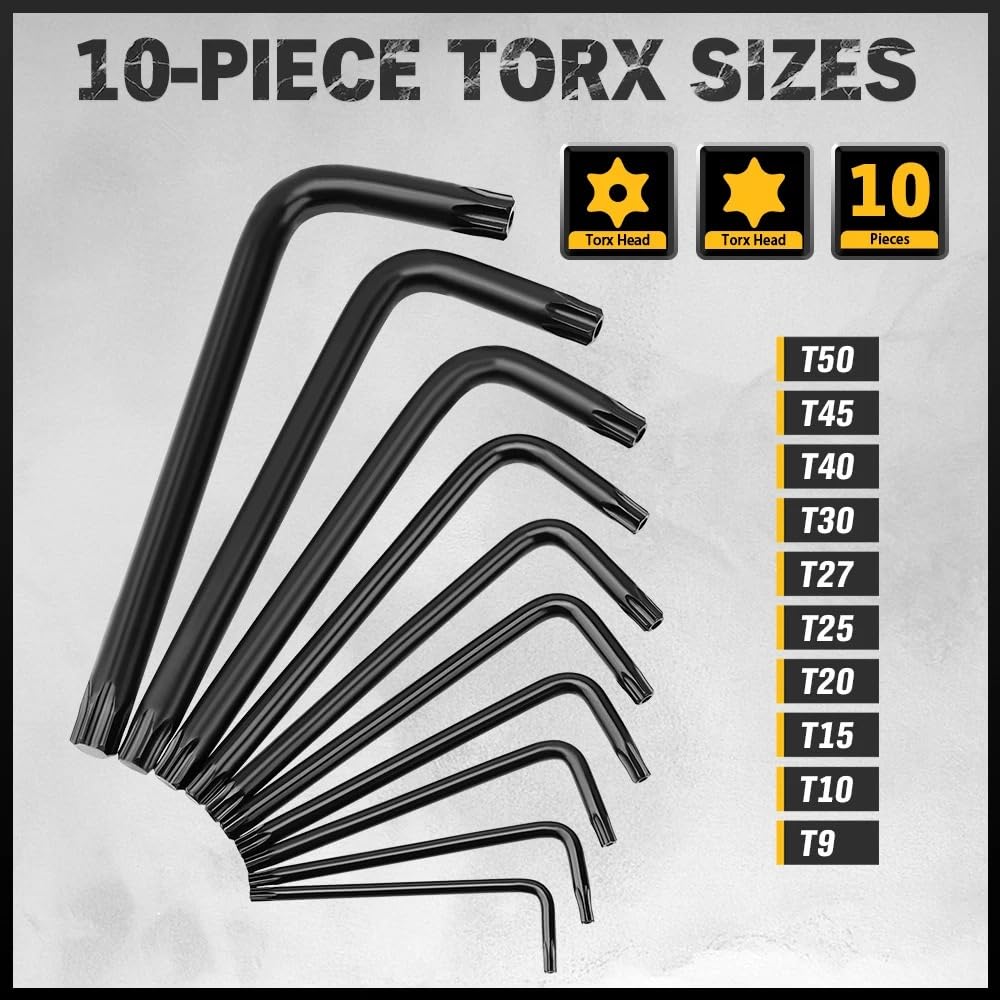 Zestaw narzędzi naprawczych Zestaw kluczy imbusowych 41 szt. Standardowy SAE (0,028"-3/8") i metryczny,7 mm-10 mm) Torx (T9-T50) w walizce do przechowywania