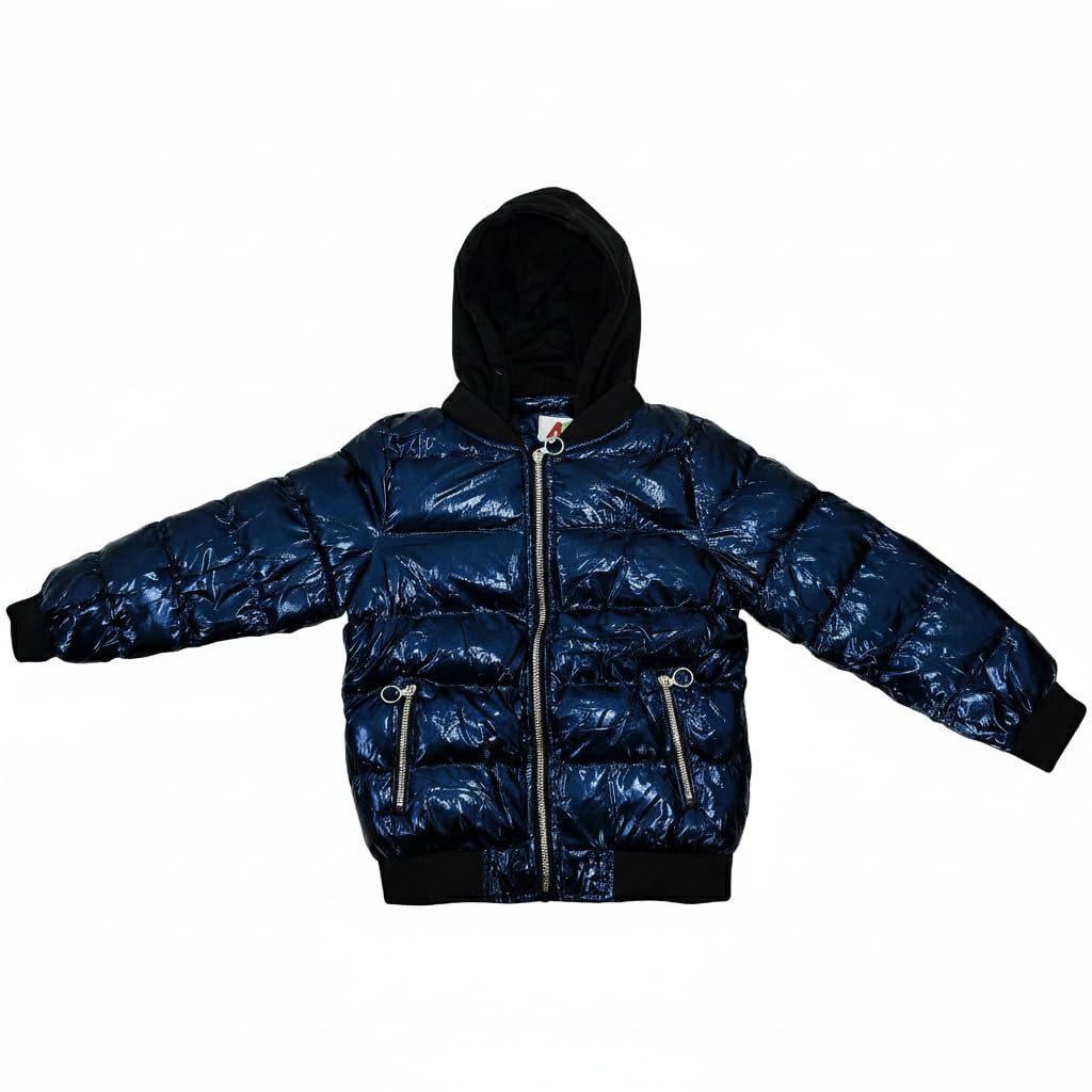 A2Z 4 Kids Dzieci Dziewczyny Chłopcy Moda Błyszczący Watowany Kurtka - Jacket JK28 Blue 13