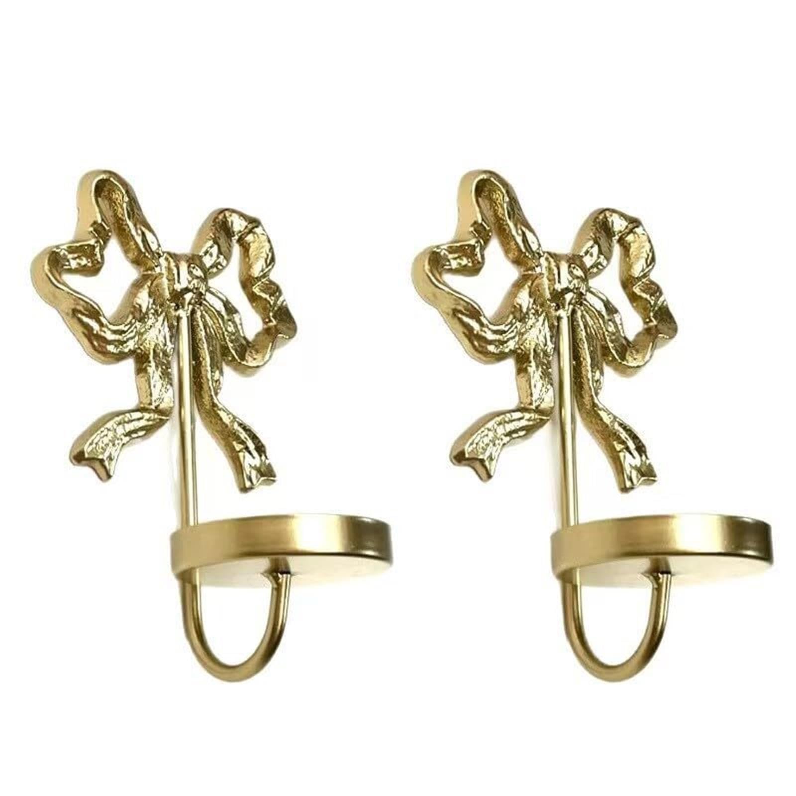 Neue, stimmungsvolle Geschenkideen Vintage-Kerzenständer aus Eisen mit Schleife zur Wandmontage, 2er-Set für das Esszimmer