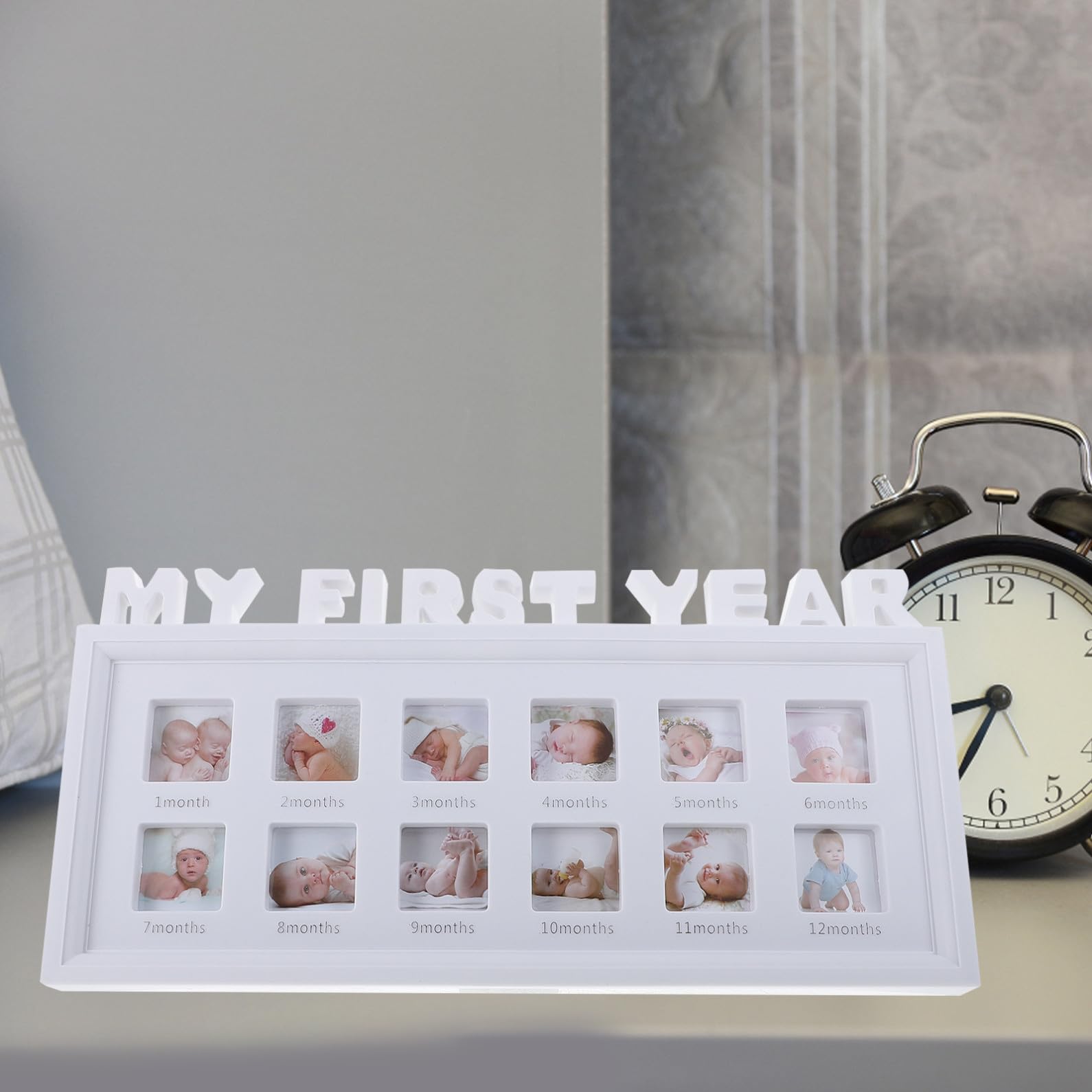 LIOOBO 12 mesi Il mio primo anno di stile Cornice per foto unica Neonato Fotografie per neonati Album Foto Memorabile Cornice per ricordo