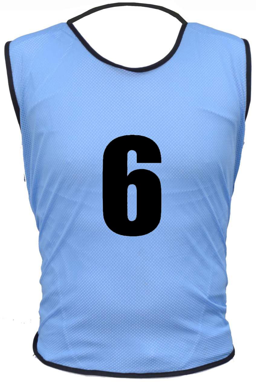10 MESH BIBS FOOTBALL TRAINING SPORTS BIBS NUMBERED (2-11 OR number of your choice) Front/Back OR Front & Back (Sky (Front & Back), Adult (Men's Large-XL))