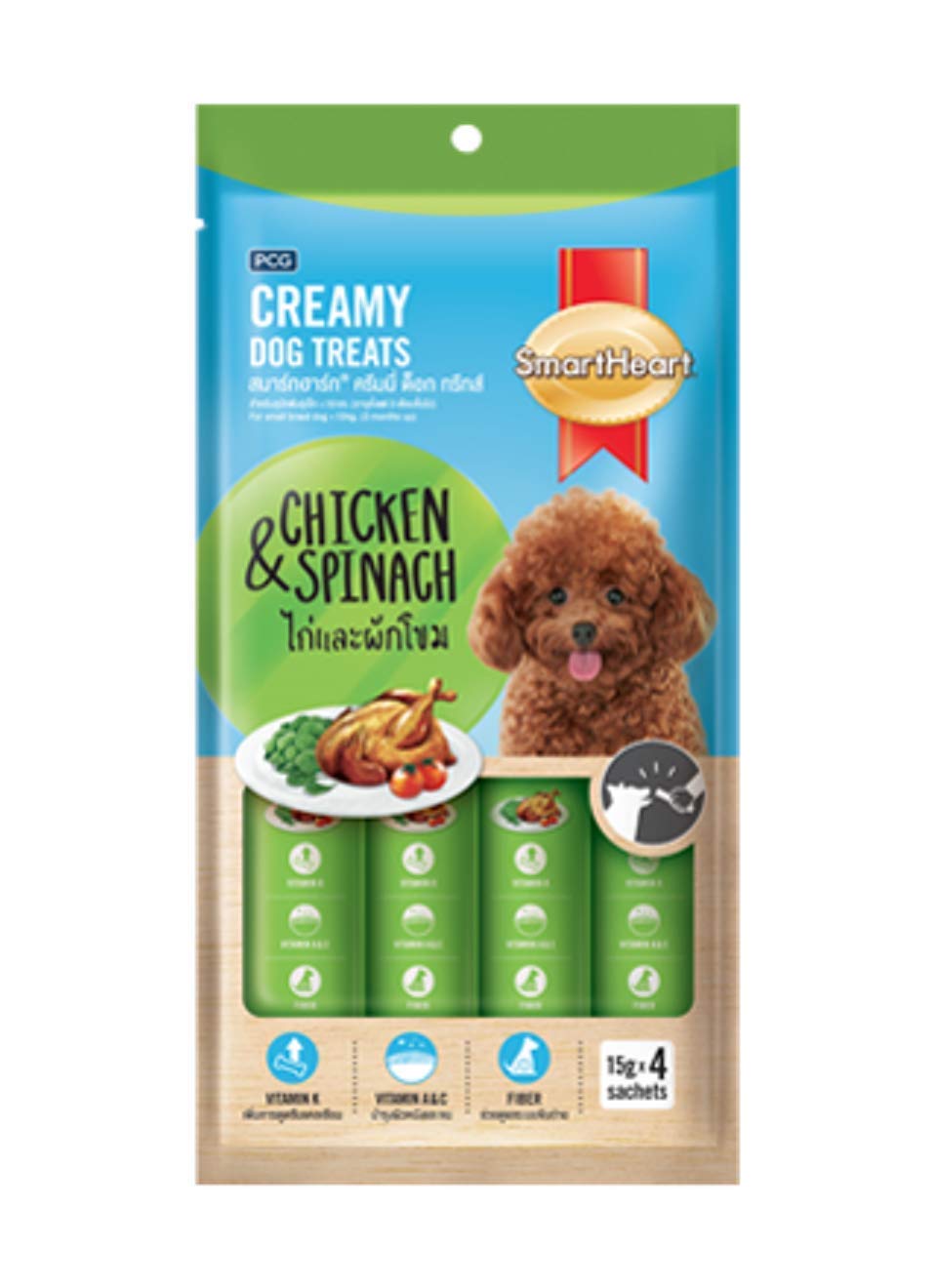 MeO SmartHeart Creamy Dog Treats Chicken & Spinach for Puppy and Dog Pack of 3 Sold by Fps