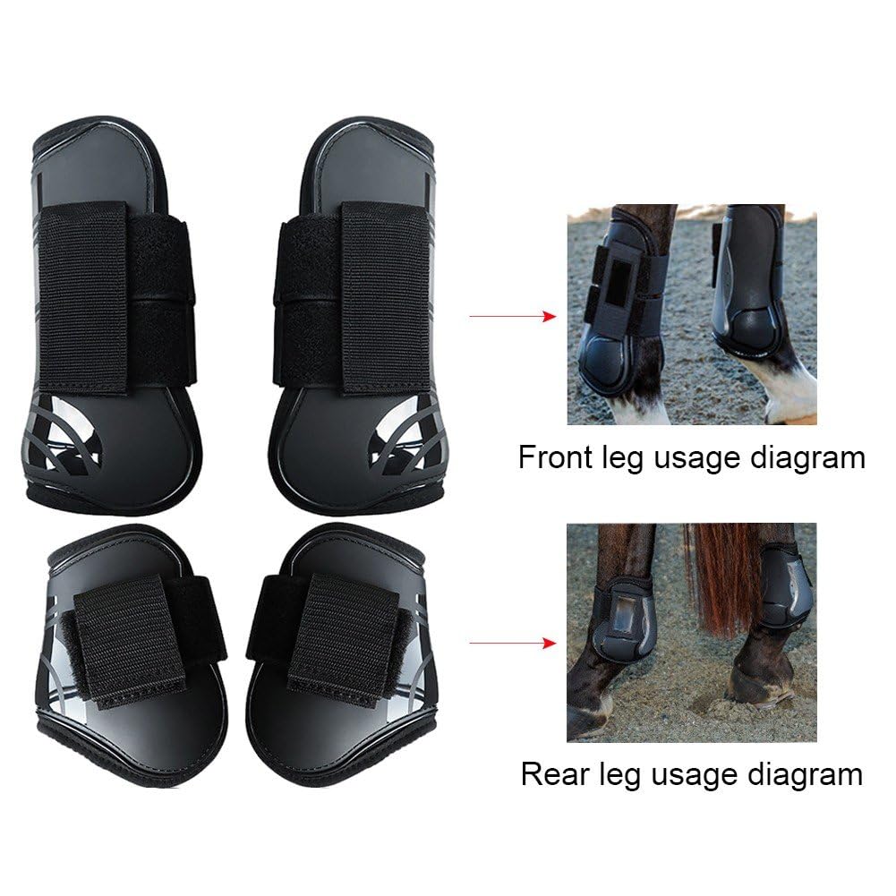 Botas De Tendón De Caballo, Protector De Pierna De Caballo Protector De Pierna De Caballo Que Absorbe Los Golpes Botas De Menudillo De Tendón De Carcasa De PU para Montar a Caballo