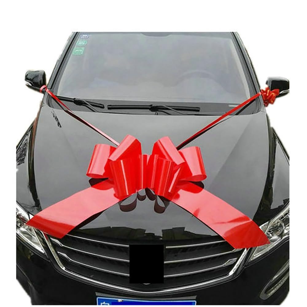 Lazo grande para coche, lazo gigante, para boda, coche, lazo grande, para coche, Navidad, boda, fiesta, decoración, rojo, 100 cm