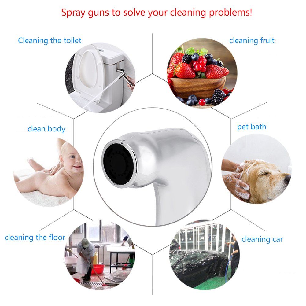 4 Piece Abs Handheld Bidet Sprayers Gun with Shower Jet Spray Toilet Hose Sprayer for Toilet Stainless Steel — view 8