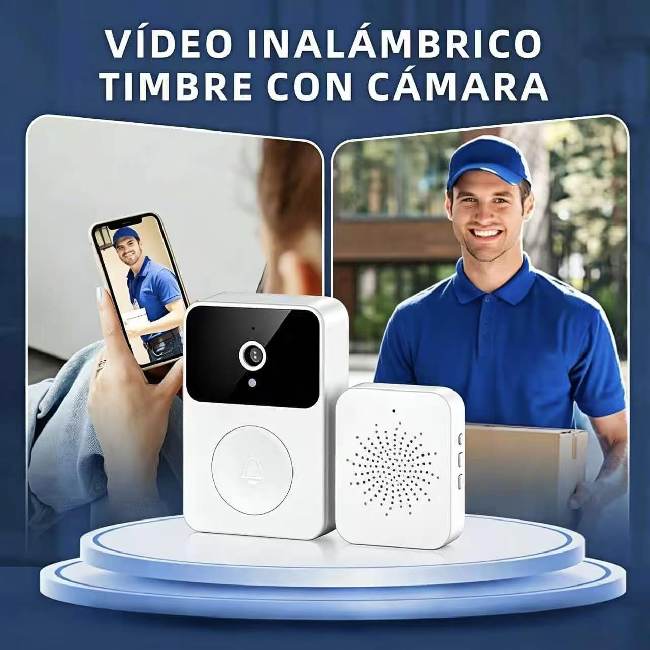 Genérico Timbre Inalámbrico Exterior Impermeable con Cámara HD 1080P - Videoportero WiFi con Visión Nocturna, Visión Nocturna, Audio bidireccional, Instalación Fácil por App Cuenta Propia