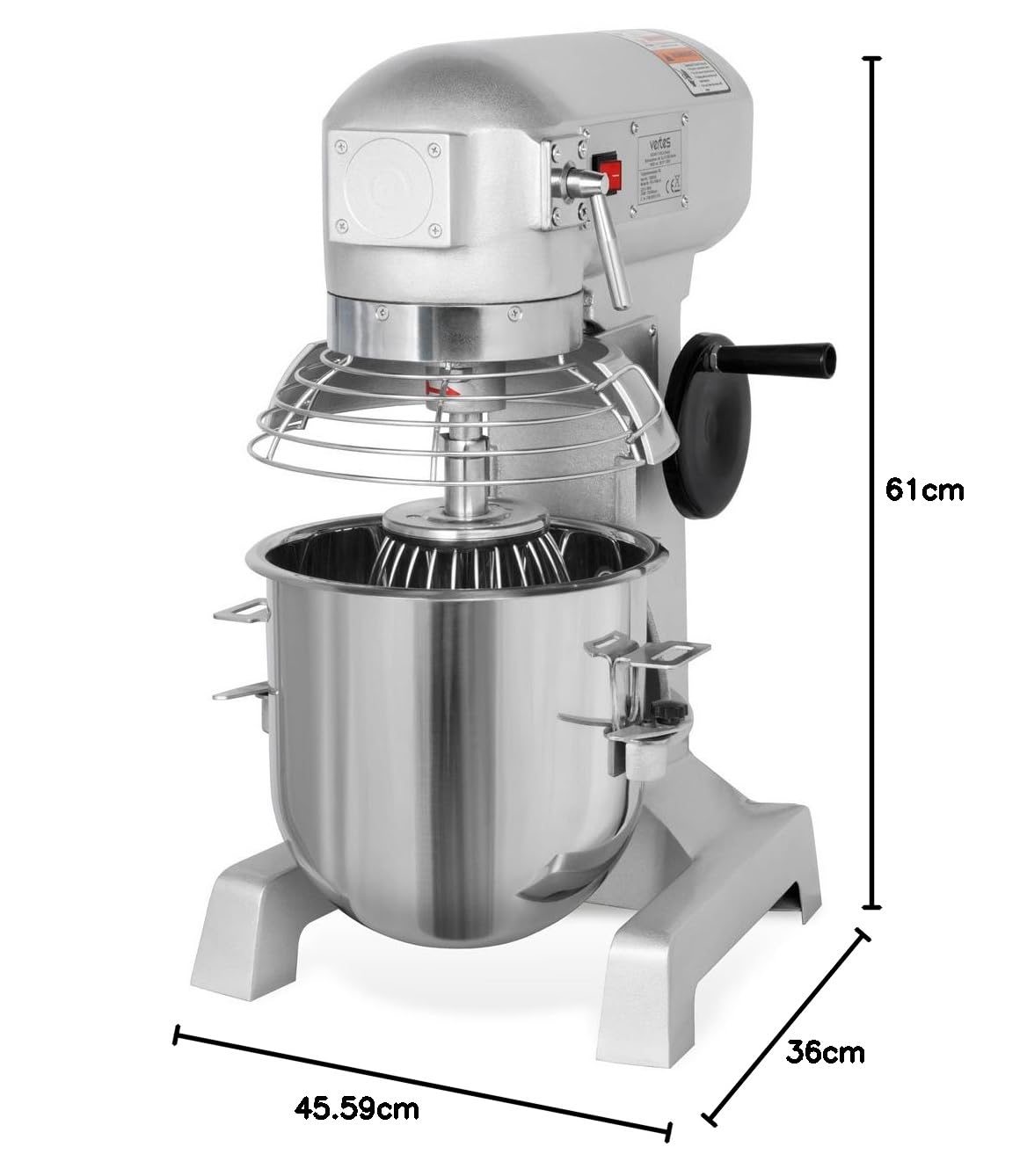 vertes Professionelle Teigknetmaschine Knetmaschine Teigmaschine mit Planetenrührwerk, 10L Kapazität, Edelstahl Rührschüssel, Rührblatt, Knethaken und Schneebesen, 2 Stufen 170 und 340 U/min