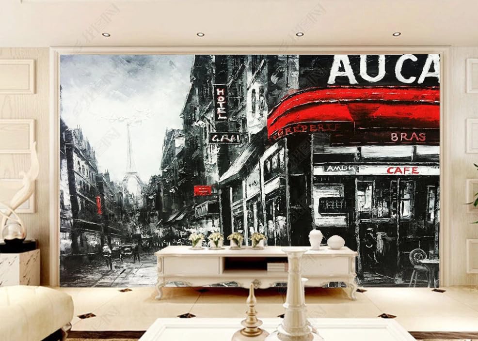 Papier peint intissé noir blanc rouge poster géant mural salon chambre 250x175