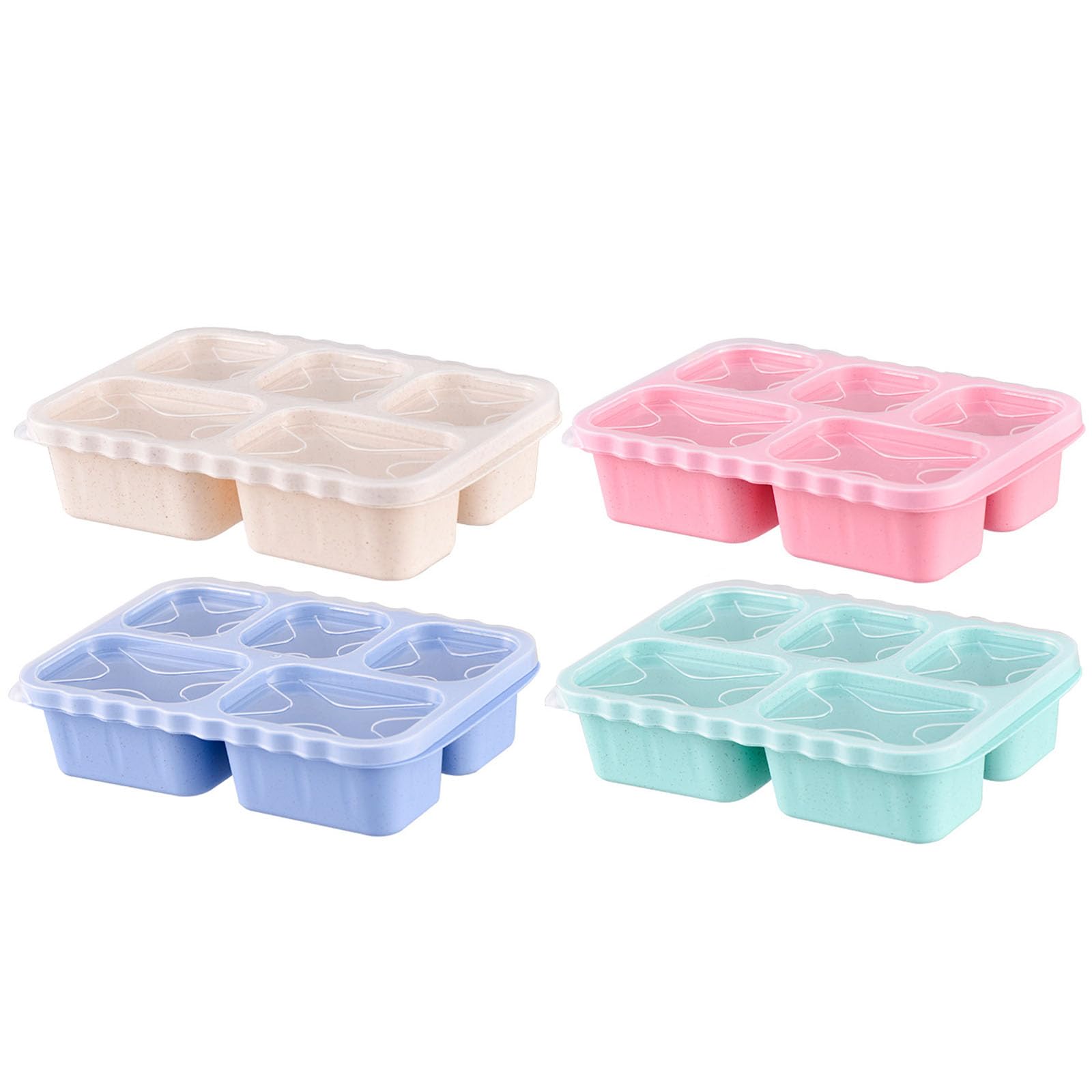 Wesoke Bento Box 4 Pack Lunch Box, 5 Compartment Meal Prep Container, BPA Free Plastic Reusable Food Storage Snack Containers with Transparent Lids for Work Companies Travel, Stackable