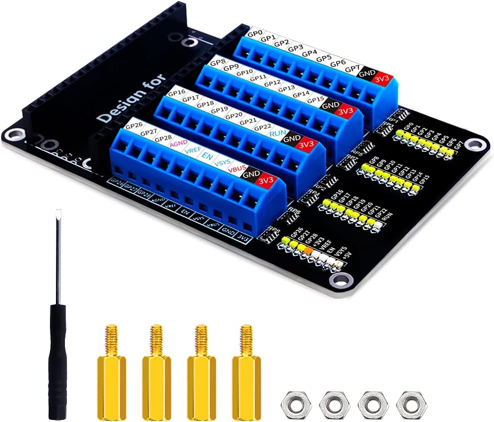 Geeekpi Raspberry Pi Picoネジ留め式端子拡張ボードraspberry 当店は最高な サービスを提供します Pico用led付きネジ留め式端子台ブレイクアウトモジュールボード