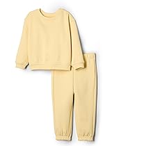 Amazon Essentials x Sofia Grainge Set con Felpa E Pantaloni Sportivi Unisex Bimbi, Giallo Burro, 3-6 Mesi