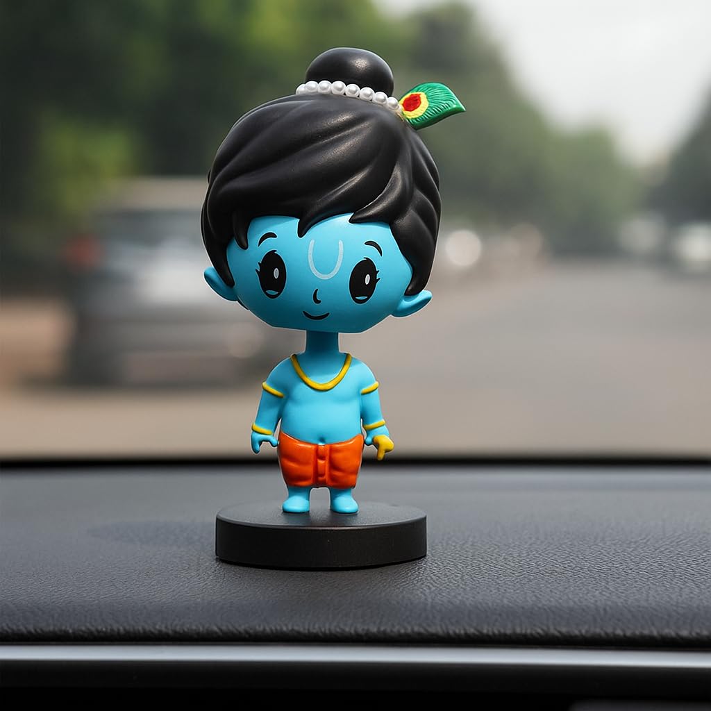 - Acceptance Lord Shree Krishna Idol Bobblehead for Car Dashboard, Office Table,Home Decor| Little Mor Pankh & Bansuri Figurin|God Statue for Gifting Kids,Family & Friends (Krishna)
