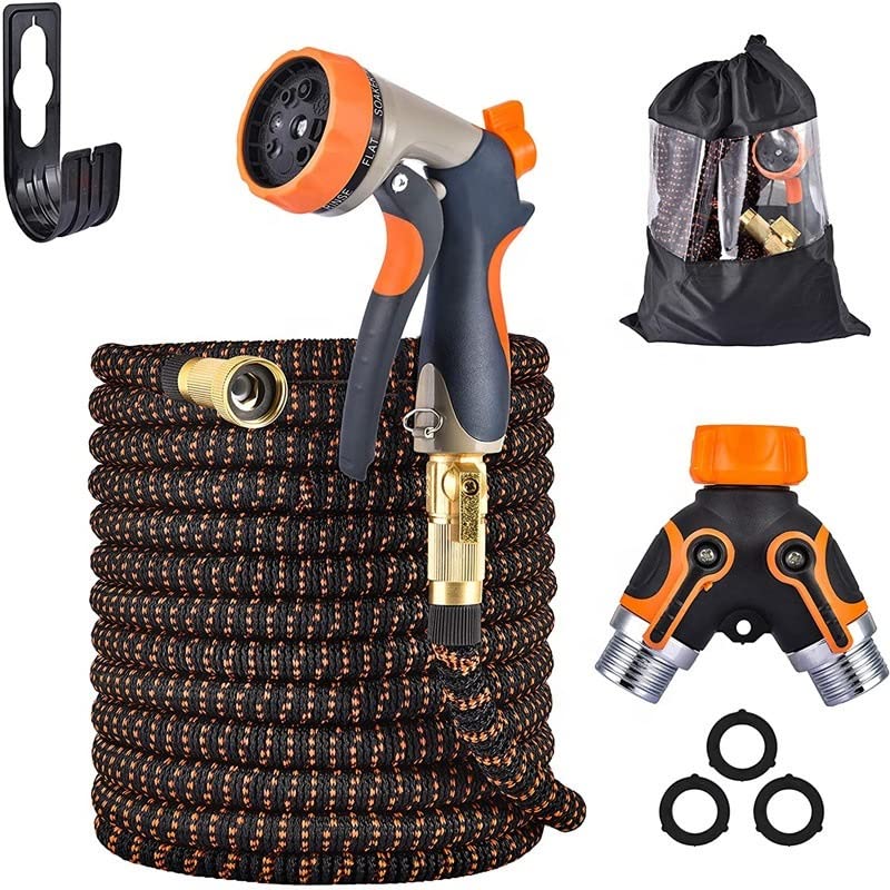 Tusino da Giardino espansibile 25 Piedi con 8 ugello di Funzione, Tubo in espansione più Forte, Tubo d'Acqua Super Flessibile con ugello in Ottone Solido da 3/4 "e Lattice Resistente