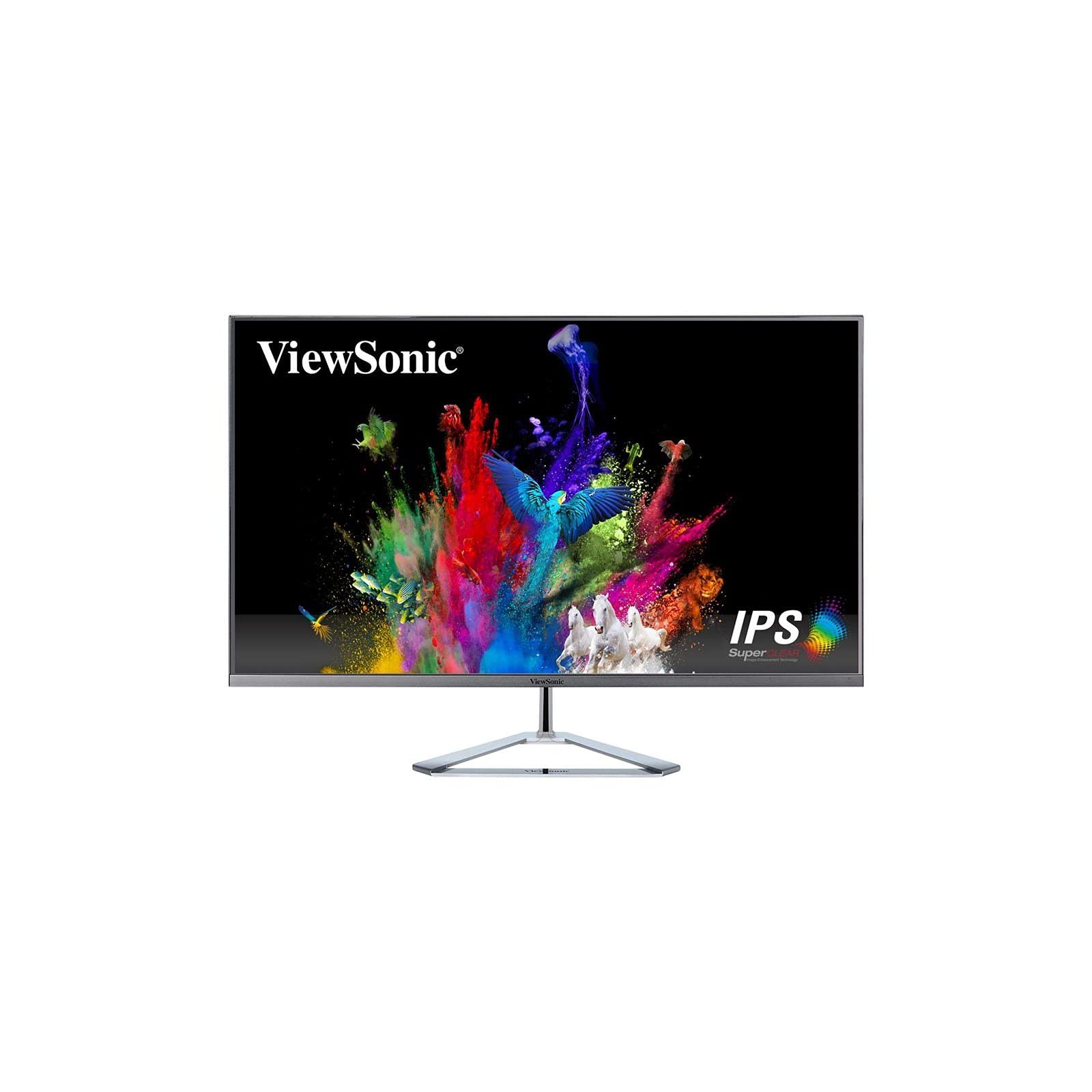 Viewsonic VX3276-2K-MHD-2 80 cm (32 cale) monitor biurowy (WQHD, panel IPS, HDMI, DP, mDP, Eye-Care, Eco-Mode, głośnik, 3 lata serwisu wymiany), srebrno-czarny