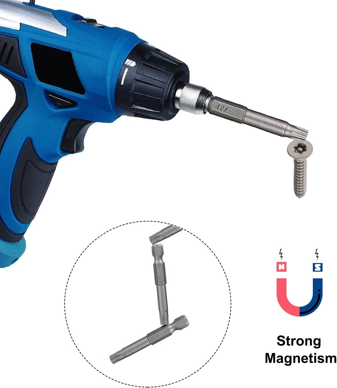 12PCS T5-T40 Torx Screwdriver Bit Set S2 Steel Magnetic Tamper Proof Star Security Torx Head Screwdriver Bits 1/4 Inch Hex Shank Screw Driver Drill Bit Tool Kit [2 Inch/50mm Length]