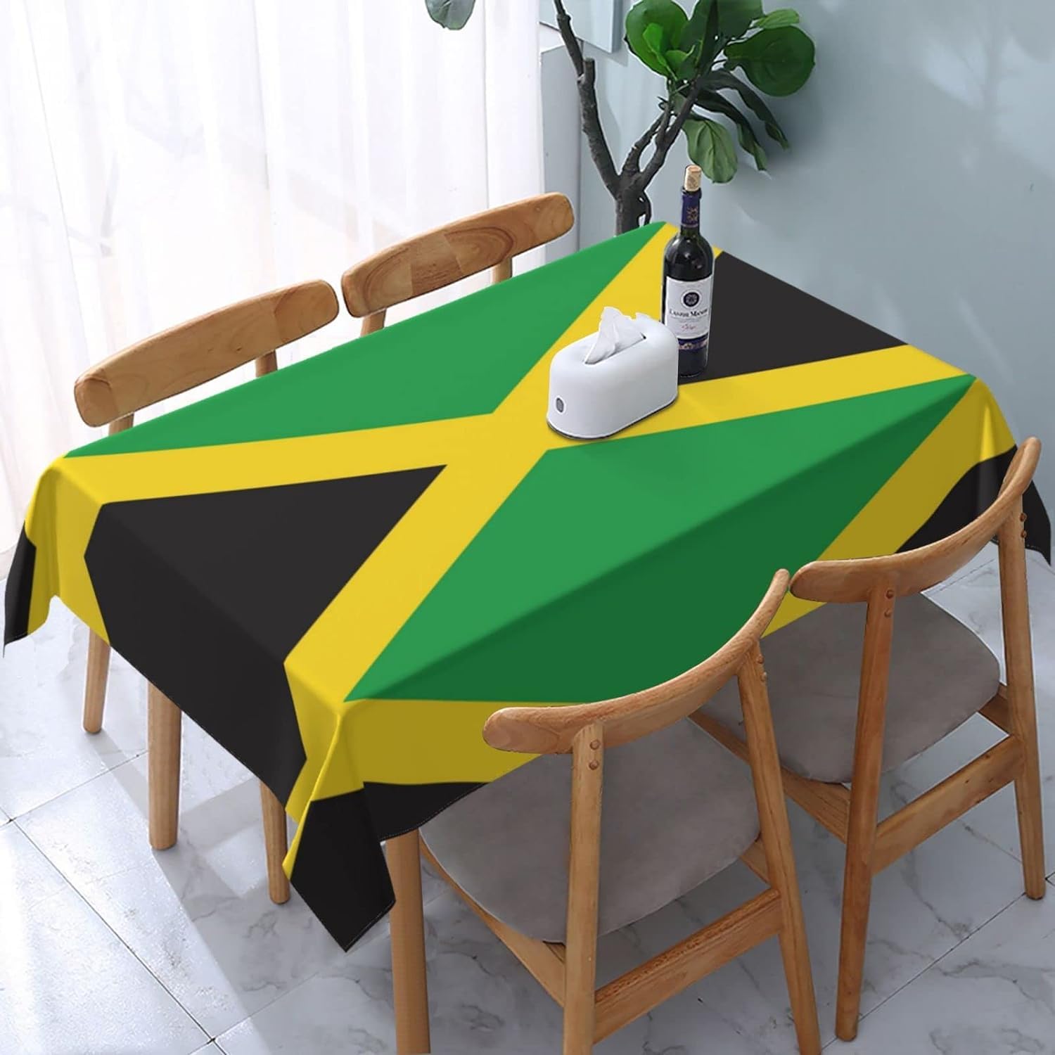 Melbrakin Jamaican Flag Table Cloth Waterproof Rectangle Tablecloth Washable Party Table Cover 54X 72 Inch For Celebration Holiday Camping Picnic Fall Decorations For Home