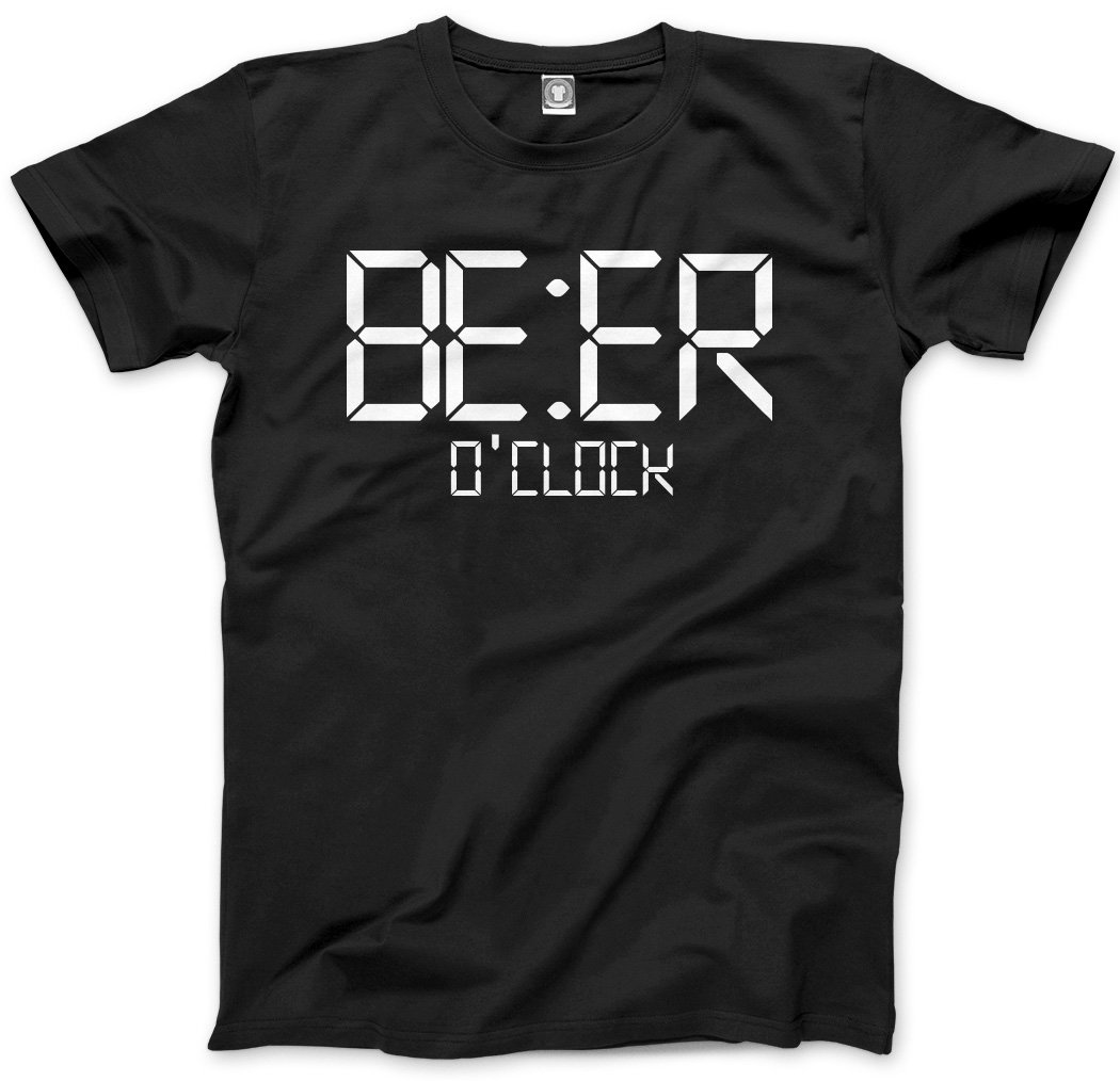 Hotscamp Men's Black Beer O'clock Unisex T-Shirt - X-Large