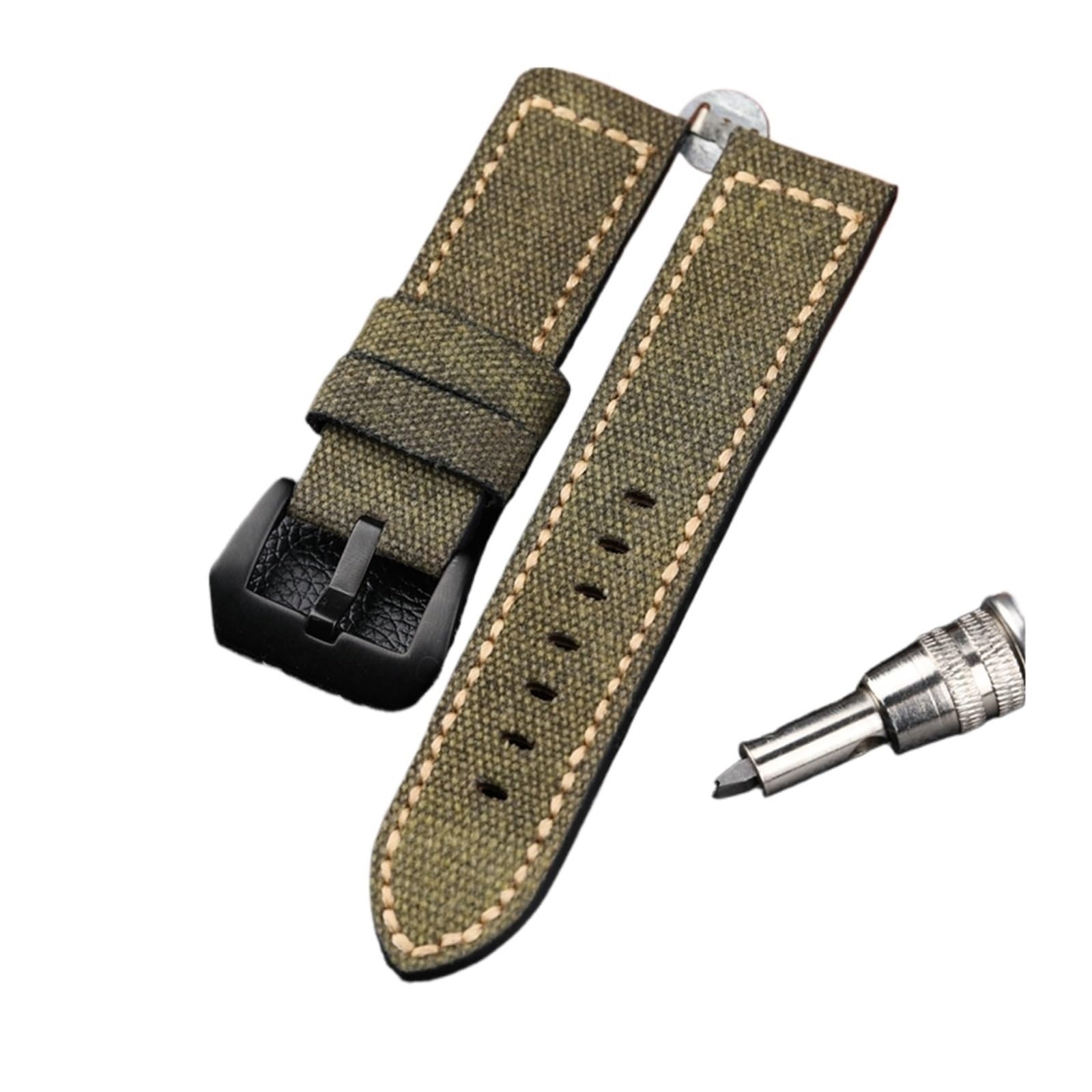 INEOUT Cinturino In Pelle Canvas 20 22 24 26MM Cinturino Retrò In Materiale Spesso Nero Verde Marrone Denim,