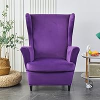 Vista 18 de MIFXIN Juego de 2 fundas para silla de alas, de terciopelo, elásticas, con respaldo de ala, funda de cojín, suave, lavable, protector de muebles Rojo