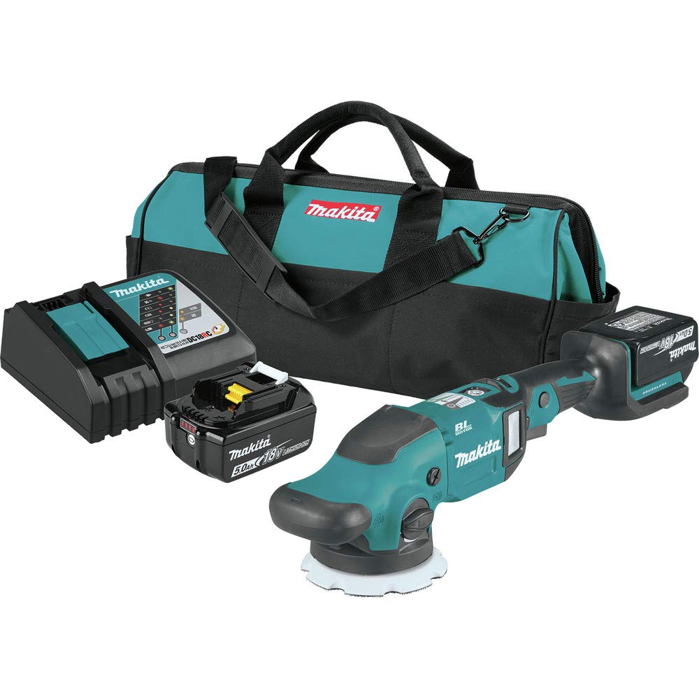 Makita XOP02T Polisher ready for use in a detailing environment.