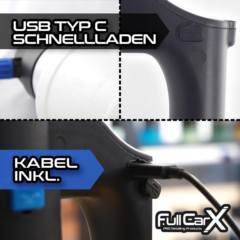 FULLCARX Autoshampoo Set mit Automatischem Drucksprüher Batterie USB, Snow Foam Shampoo PH Neutral Autoreinigung, Rosa Aktivschaum Vorreiniger Cherry Foam, Autopflege Auto Waschen Aussen Detailing