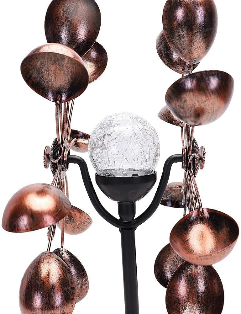 Wind Spinner Outdoor Metal - Multi-Color Seasonal LED Lighting Solar Powered Glass Ball with Kinetic Wind Spinner Dual Direction for Patio Lawn & Garden