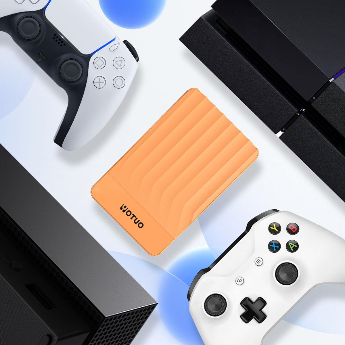 YOTUO Hard disk esterno portatile espansione hard disk mobile HDD USB 3.0 per PC, Mac, desktop, laptop, PS4, PS5, Xbox One X/S, Xbox 360, Xbox Series X/S, ufficio e giochi (arancione, 1 TB)