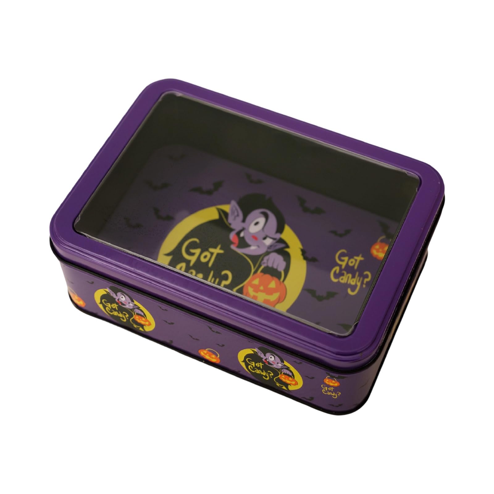 our fave Halloween Tin Box with Viewable Clear Lid Candy Display Container Great for Treats Storage and Party Supplies Halloween Present Container