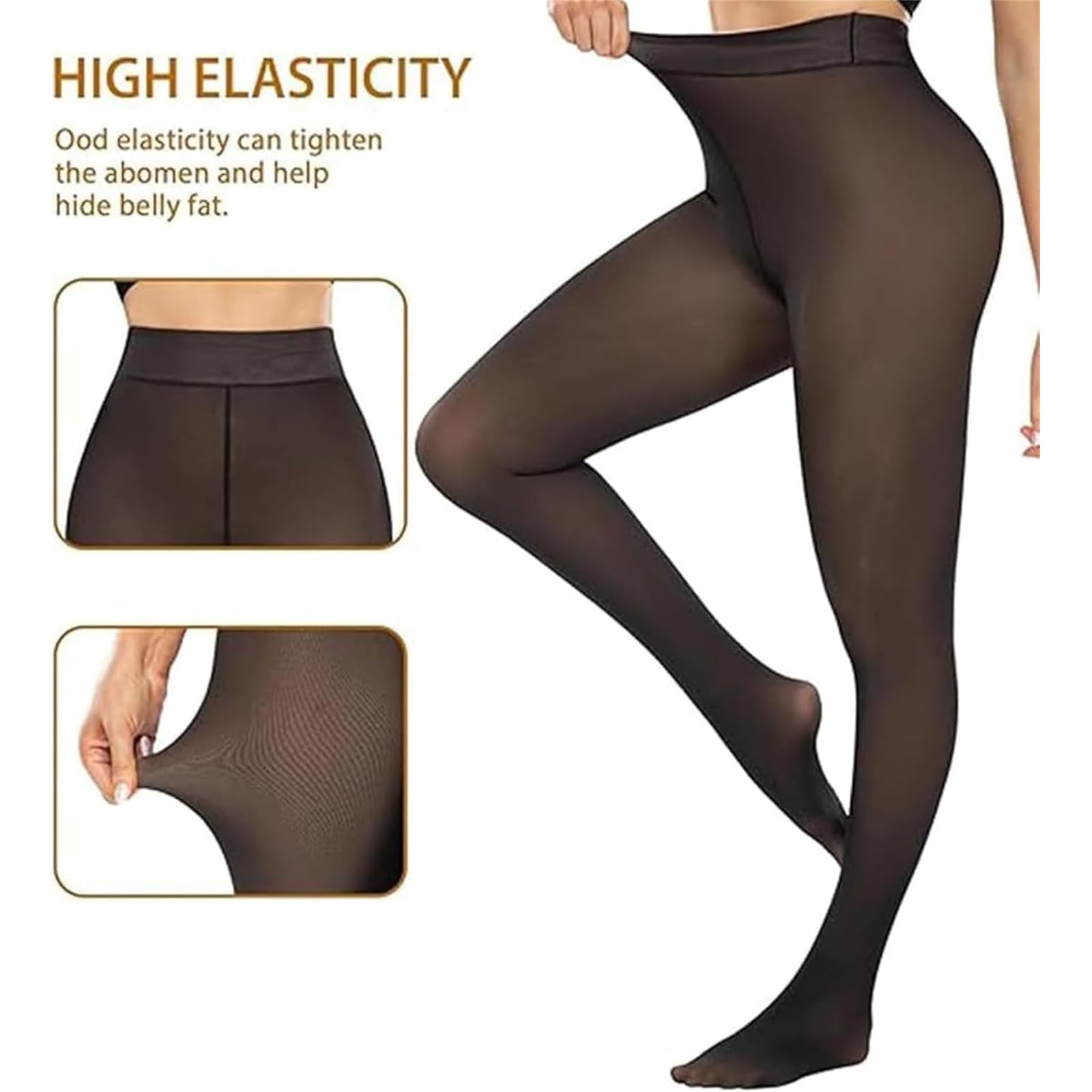 Collant Foderati in Pile, Shecurve Collant Foderati in Pile Traslucido, Collant Termici A Vita Alta per Donna, Leggings Invernali Caldi E Spessi Trasparenti, per Donne