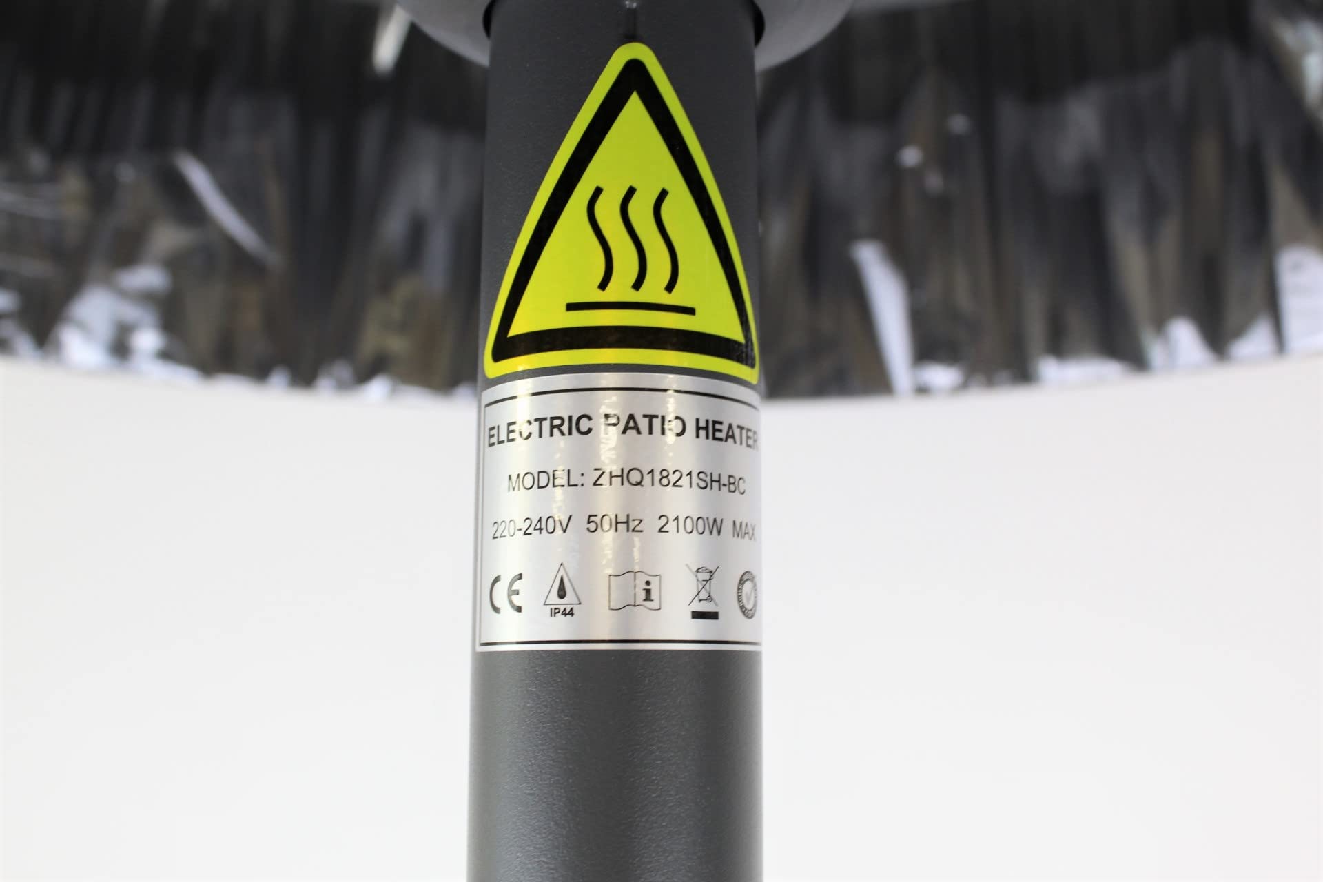 Stufa elettrica in metallo, altezza 202 x 74 cm, per terrazze, riscaldamento a fungo, da pavimento, ecologica, per esterni, terrazze, balcone