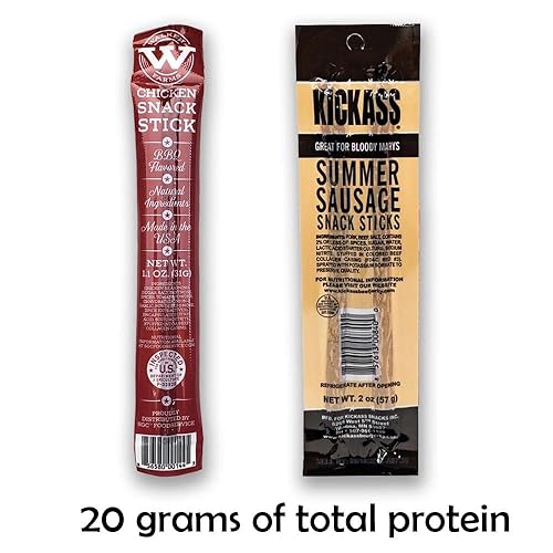 Miniatura 3 de Snacks altos en proteínas para adultos y niños  Paquete variado de 8 piezas  2.96 oz de proteína  Sin gluten  Nueces, palitos de carne, barras de