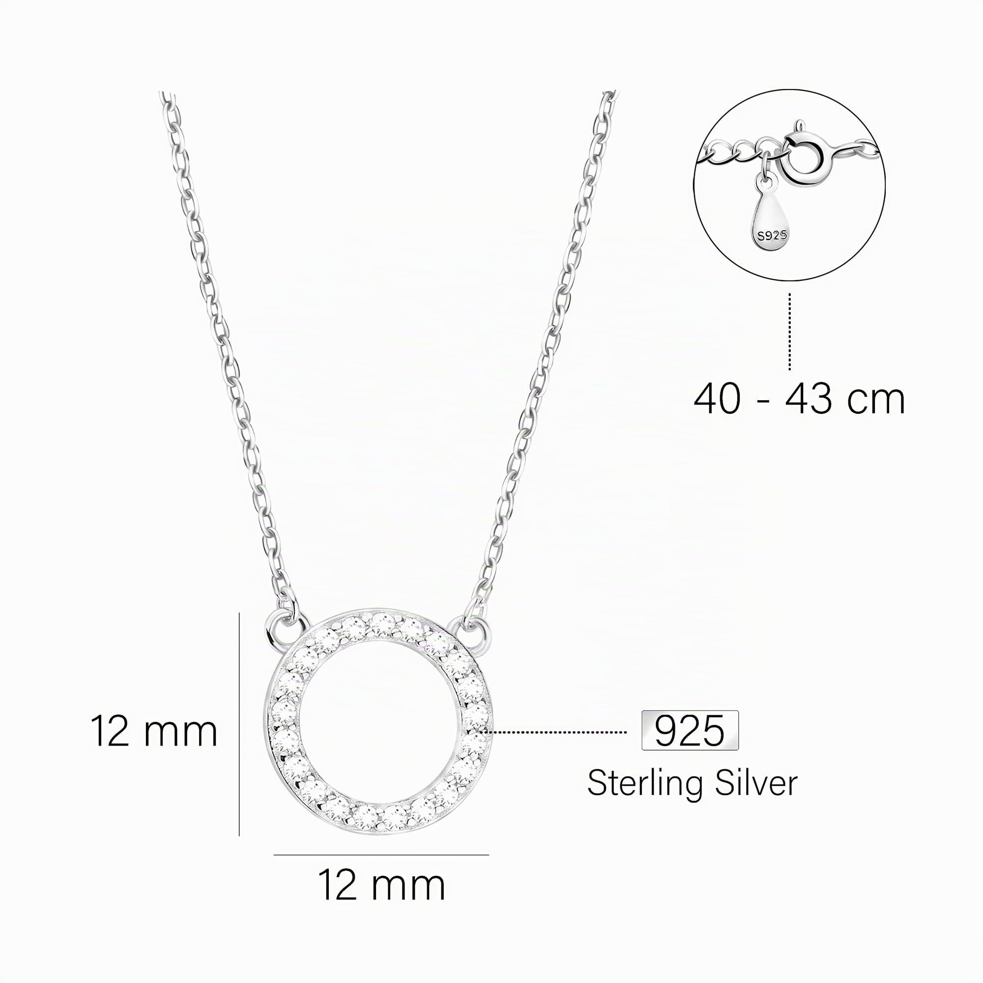 Sofia Milani - Collana da Donna in Argento 925 - con Pietra Zircone - Ciondolo a Cerchio