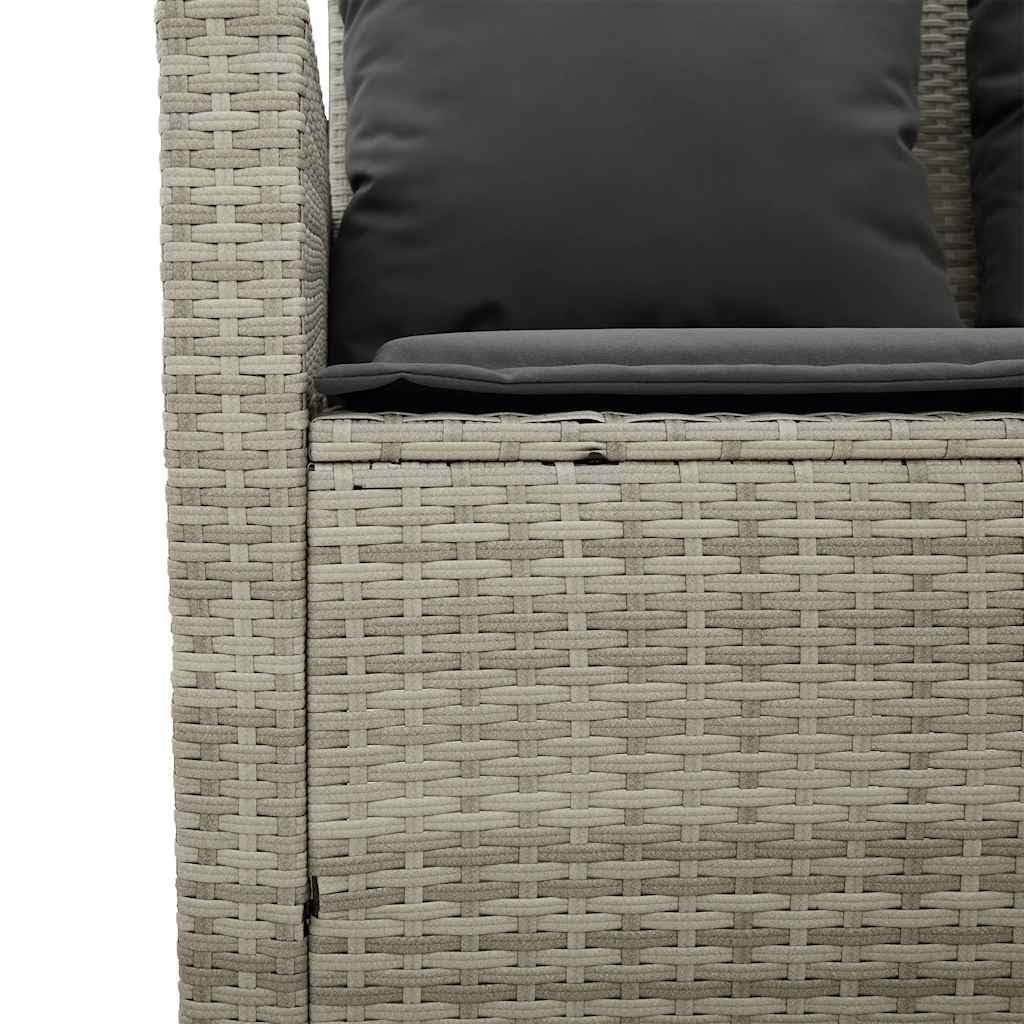 vidaXL 3-Sitzer Gartensofa mit Kissen & Tisch Hellgrau Poly Rattan, Outdoor Sofa, Terrassensofa, Garten Sofa
