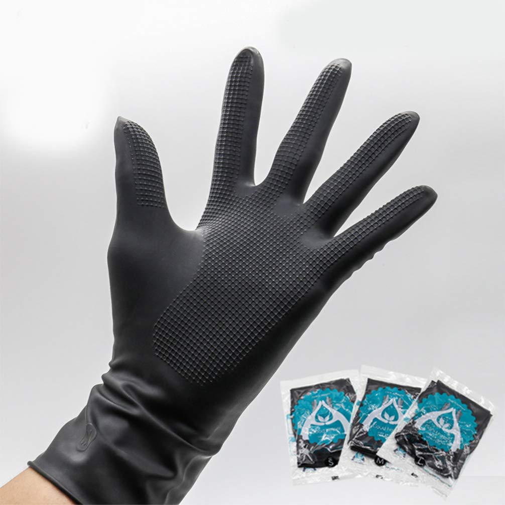 Solustre Lot de 3 paires de gants de teinture pour cheveux, gants de teinture de cheveux antidérapants, imperméables, protecteurs en caoutchouc pour la coiffure - Taille S