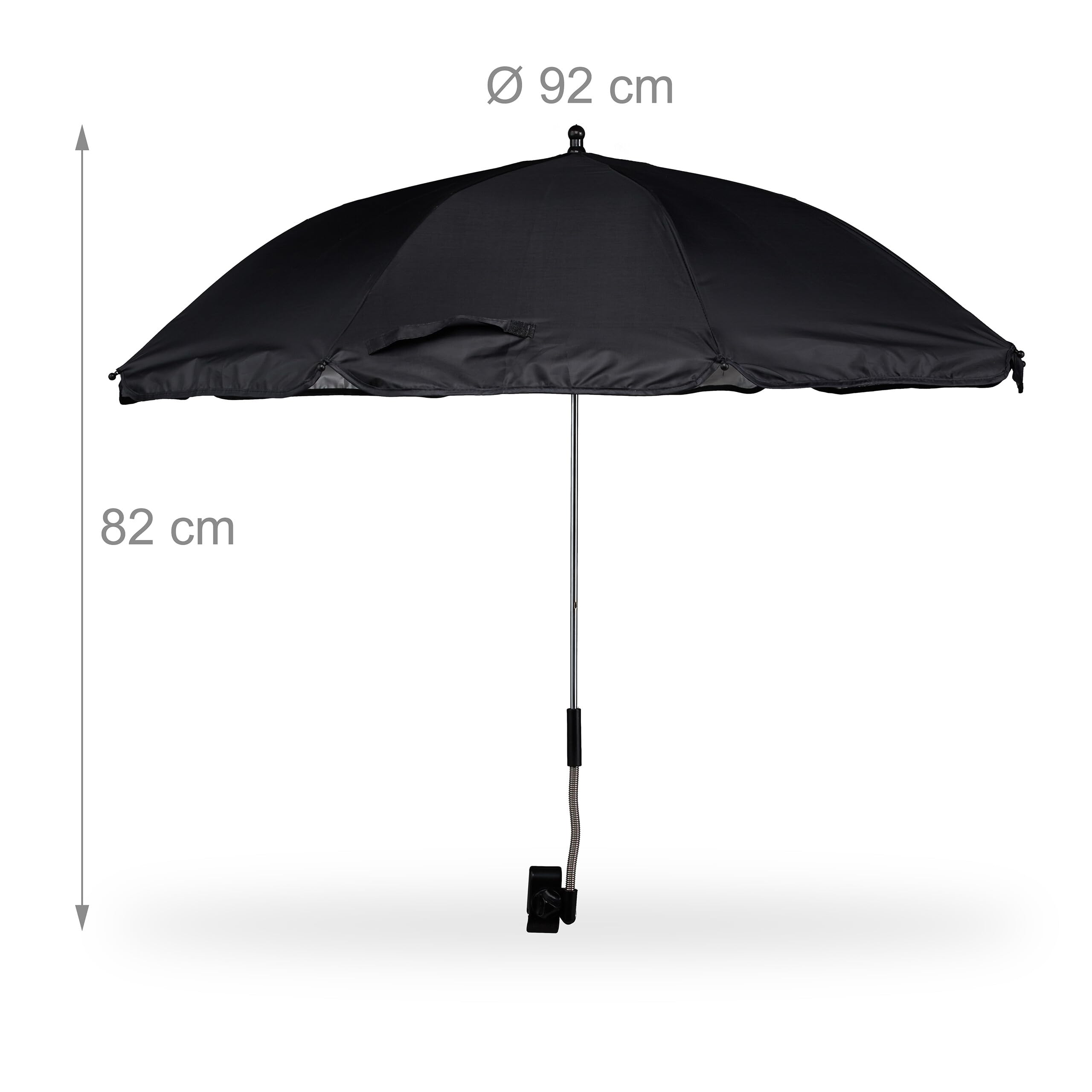 Relaxdays Strandmatte, gepolsterte Strandliege XXL m. Sonnenschirm, 3-stufig verstellbar, Kopfkissen, tragbar, anthrazit