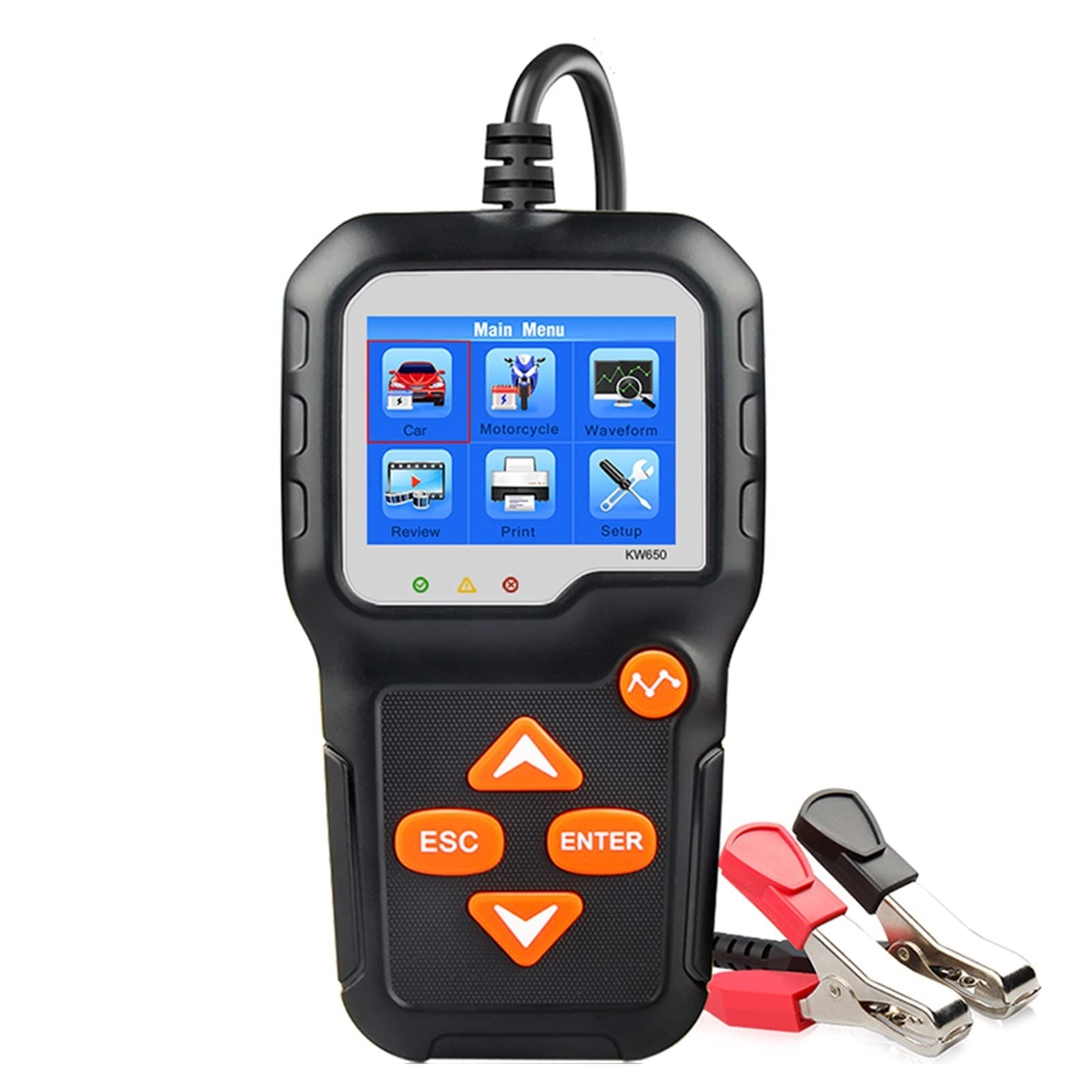 Probador de carga de batería, Kw650 Probador de batería de la motocicleta del coche 1 2V 6V Analizador del sistema de batería 200 0cca Carga de herramientas de prueba de arranque for el coche. para mo